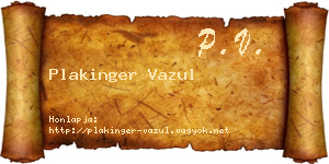Plakinger Vazul névjegykártya